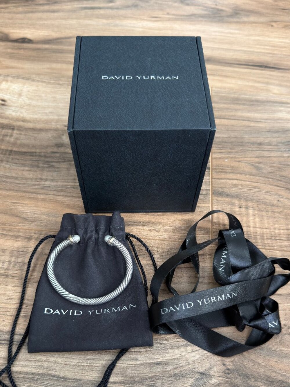 David Yurman Classic Cable Bracelet 5mm Pearl 14K Gold and Sterling Silver